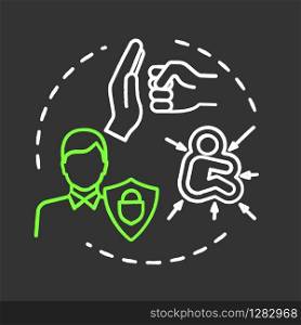 Protective strategies chalk RGB color concept icon. Social care. Smart development. Client support. General control. Self-building idea. Vector isolated chalkboard illustration on black background