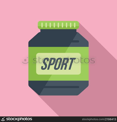 Protein can jar icon flat vector. Sport nutrition. Gym food. Protein can jar icon flat vector. Sport nutrition