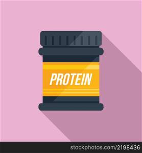 Protein label food icon flat vector. Sport nutrition. Fitness gym. Protein label food icon flat vector. Sport nutrition