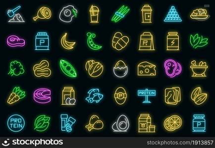 Protein nutrient icon. Outline protein nutrient vector icon neon color on black. Protein nutrient icon, outline style