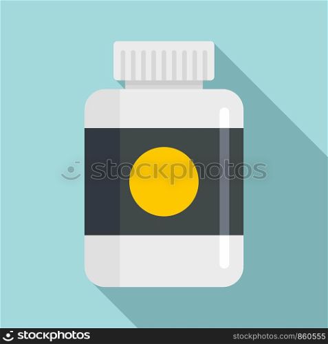 Protein powder jar icon. Flat illustration of protein powder jar vector icon for web design. Protein powder jar icon, flat style