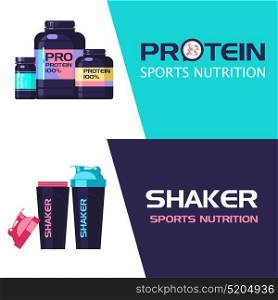 Protein, sports nutrition. Set of banners with place for text.