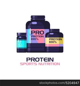 Protein, sports nutrition. Vector illustration isolated on white background.