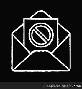 Protest action email notification chalk icon. Social or political movement targeted mailing. Sending letter with protest event details. Remonstration letter. Isolated vector chalkboard illustration. Protest action email notification chalk icon