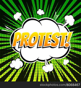 Protest comic book bubble text retro style