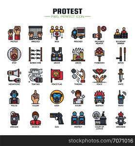 Protest Elements , Thin Line and Pixel Perfect Icons
