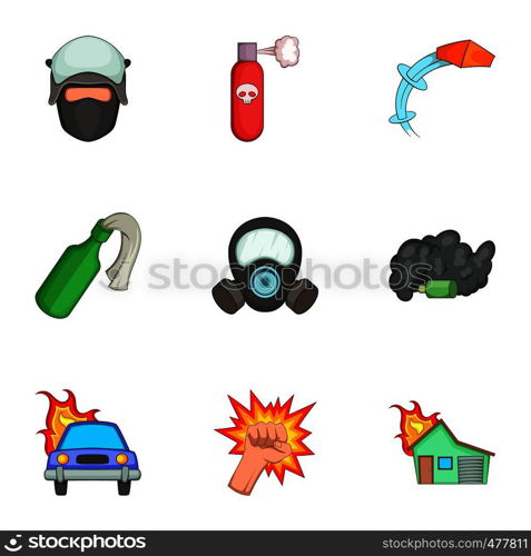 Protest icons set. Cartoon set of 9 protest vector icons for web isolated on white background. Protest icons set, cartoon style