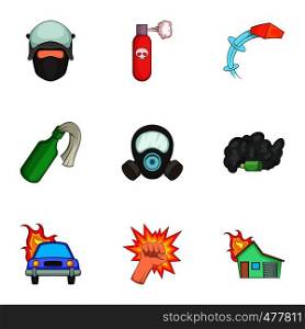 Protest icons set. Cartoon set of 9 protest vector icons for web isolated on white background. Protest icons set, cartoon style