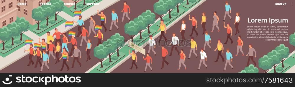 Protest isometric banner with crowd of people demanding cannabis legalization 3d vector illustration