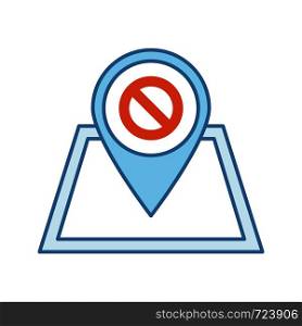 Protest location color icon. Demonstration beginning place. Political or social movement planning. Protesters gathering point. Isolated vector illustration. Protest location color icon