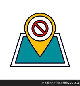 Protest location color icon. Demonstration beginning place. Political or social movement planning. Protesters gathering point. Isolated vector illustration. Protest location color icon