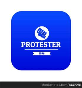 Protester leaflet icon blue vector isolated on white background. Protester leaflet icon blue vector