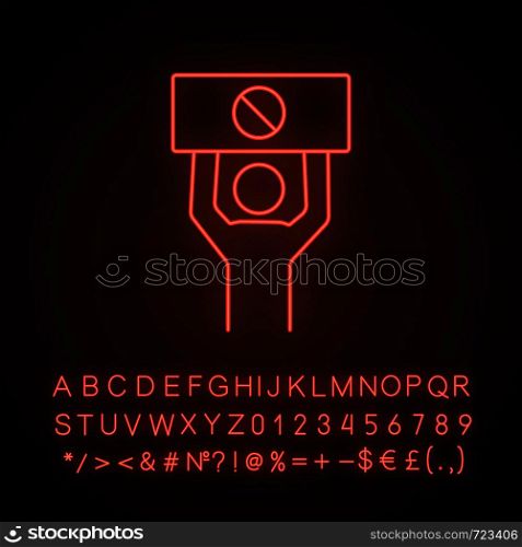 Protester neon light icon. Protest event. Social or political movement. Person holding protest banner. Human rights protection. Glowing sign with alphabet, numbers. Vector isolated illustration. Protester neon light icon