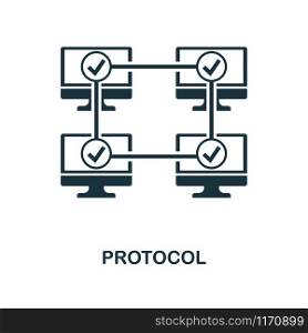 Protocol icon. Monochrome style design from blockchain collection. UX and UI. Pixel perfect protocol icon. For web design, apps, software, printing usage.. Protocol icon. Monochrome style design from blockchain icon collection. UI and UX. Pixel perfect protocol icon. For web design, apps, software, print usage.