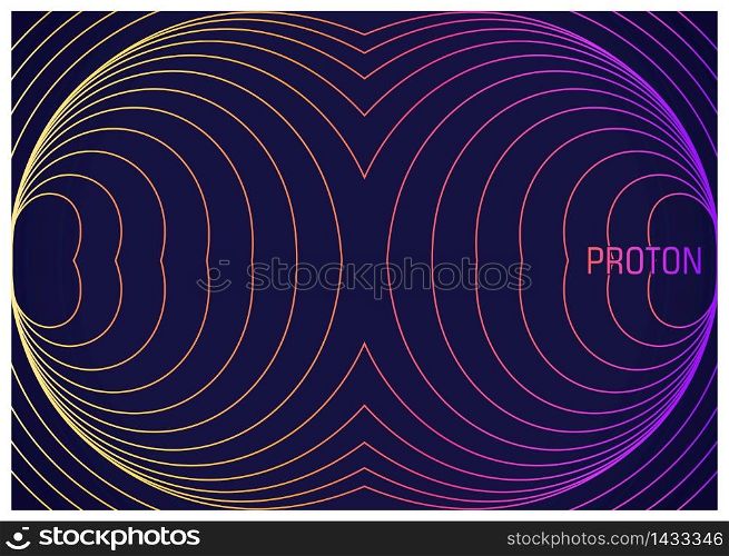 Proton. Colorful wavy lines composition. Abstract image of elementary physical particles. Conceptual design the theory of science. Vector illustration. Proton. Colorful wavy lines composition. Abstract image of elementary physical particles. Vector illustration