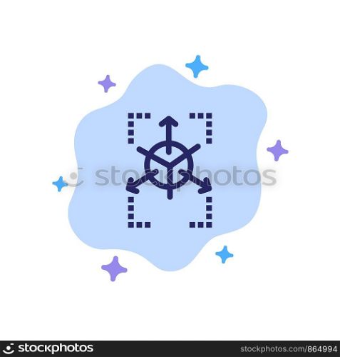 Prototype, Grid, Database, Chart Blue Icon on Abstract Cloud Background