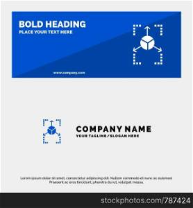 Prototype, Grid, Database, Chart SOlid Icon Website Banner and Business Logo Template