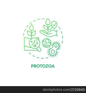 Protozoa green gradient concept icon. Agricultural microbiology abstract idea thin line illustration. Regulate bacterial population. Isolated outline drawing. Roboto-Medium, Myriad Pro-Bold fonts used. Protozoa green gradient concept icon