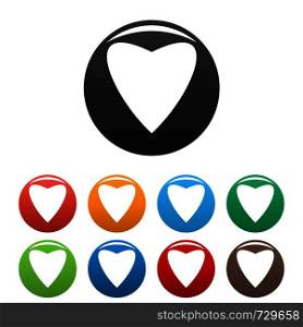 Proud heart icon. Simple illustration of proud heart vector icons set color isolated on white. Proud heart icons set color vector