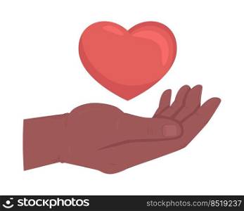 Provide assistance and help semi flat color vector hand gesture. Editable pose. Human body part on white. Charity cartoon style illustration for web graphic design, animation, sticker pack. Provide assistance and help semi flat color vector hand gesture
