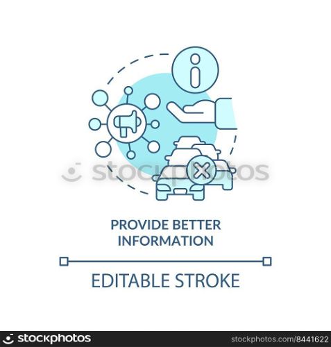 Provide better information turquoise concept icon. Reduction of overcrowding abstract idea thin line illustration. Isolated outline drawing. Editable stroke. Arial, Myriad Pro-Bold fonts used. Provide better information turquoise concept icon