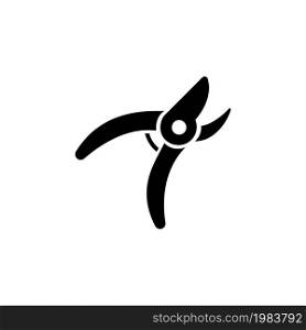 Pruning Scissors, Garden Secateurs. Flat Vector Icon illustration. Simple black symbol on white background. Pruning Scissors, Garden Secateurs sign design template for web and mobile UI element. Pruning Scissors, Garden Secateurs Flat Vector Icon
