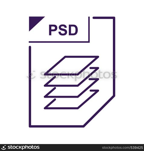 PSD file icon in cartoon style on a white background. PSD file icon, cartoon style