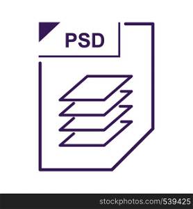 PSD file icon in cartoon style on a white background. PSD file icon, cartoon style