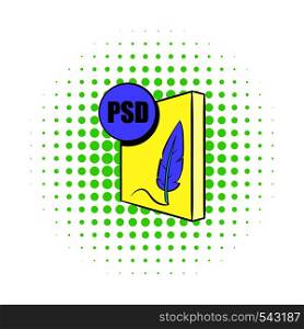PSD file icon in comics style on a white background. PSD file icon in comics style