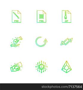 psd , photoshop , png , image , zip , compressed , safe , reset , parallel lines , money, dollar , ic , diamond, 9 icon, vector, design, flat, collection, style, creative, icons