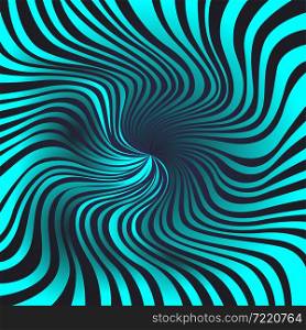 Pseudo 3D illusion, abstract pattern in turquoise and grey with wavy lines and gradient
