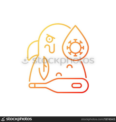 Psittacosis gradient linear vector icon. Parrot fever, ornithosis. Zoonotic bird disease. Domestic bird infection. Thin line color symbol. Modern style pictogram. Vector isolated outline drawing. Psittacosis gradient linear vector icon