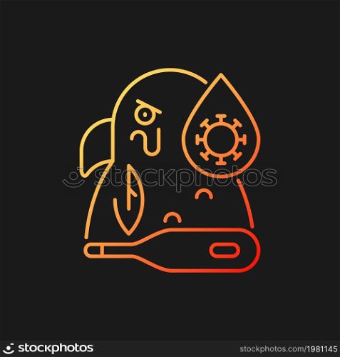 Psittacosis gradient vector icon for dark theme. Parrot fever, ornithosis. Bird disease. Domestic bird infection. Thin line color symbol. Modern style pictogram. Vector isolated outline drawing. Psittacosis gradient vector icon for dark theme