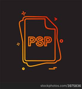 PSP file type icon design vector