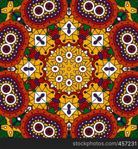 Psychedelic background geometric designs and colored purple orange green yellow and red. Psychedelic background with geometric designs