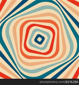 Psychedelic retro groove tunnel background in muted warm tones. vector illustration. Pattern in the style of the seventies and sixties. Hippie style design. Psychedelic retro groove tunnel background 