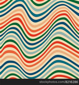 Psychedelic retro groove waves background in muted warm tones. vector illustration. Pattern in the style of the seventies and sixties. Hippie style design. Psychedelic retro groove waves background 