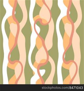 Psychedelic seamless background with colorful wavy lines. Fun groovy texture pattern for T-shirt, textile, paper, fabric. Geometric vector illustration for decor and design.