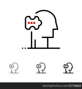 Psychiatry, Psychology, Solution, Solutions Bold and thin black line icon set