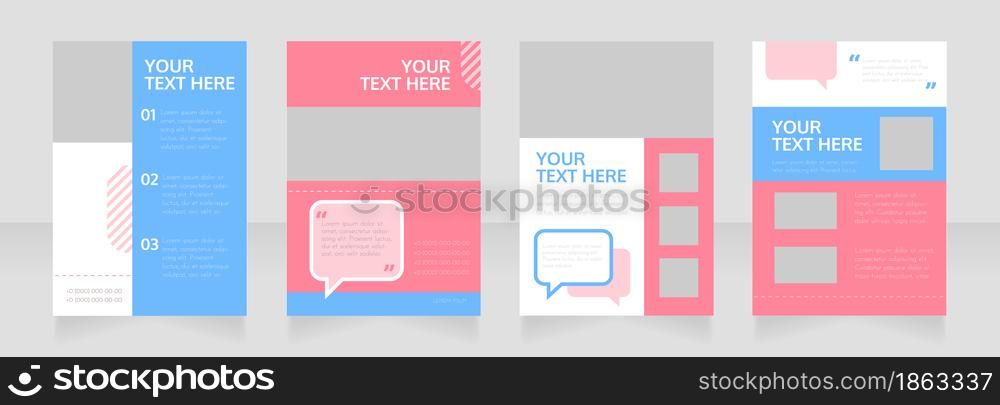 Psychologic therapy blank brochure layout design. Info in speech bubble. Vertical poster template set with empty copy space for text. Premade corporate reports collection. Editable flyer paper pages. Psychologic therapy blank brochure layout design