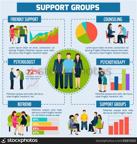 Psychological Counseling and Support Infographic Presentation. The effectiveness of psychological treatment counseling and support infographic presentation layout chart with target percentage vector illustration