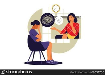 Psychological counseling concept. Psychological assistance service online . Vector illustration. Flat.