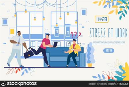 Psychological Help for Office Workers Online Service Flat Vector Web Banner, Landing Page Template with Angry, Stressed Company Leader, Businessman Arguing, Screaming on Scared Employees Illustration