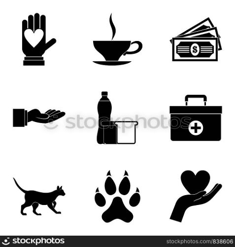Psychological help icons set. Simple set of 9 psychological help vector icons for web isolated on white background. Psychological help icons set, simple style