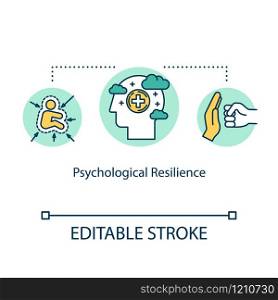 Psychological resilience concept icon. Mental health idea thin line illustration. Positive thinking. Managing stress. Coping with anxiety. Vector isolated outline RGB color drawing. Editable stroke