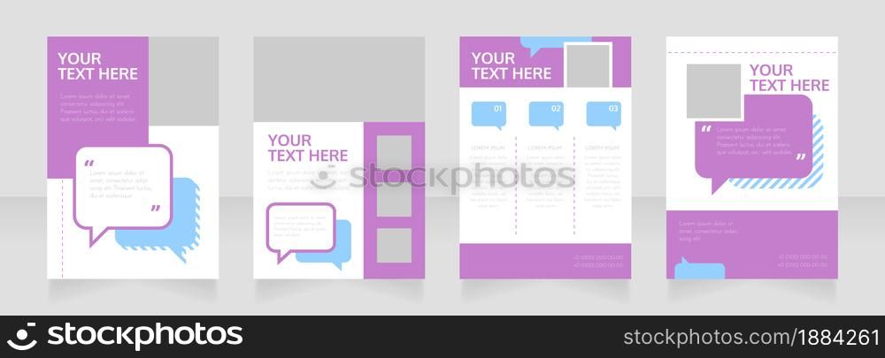 Psychological support blank brochure layout design. Info in speech bubble. Vertical poster template set with empty copy space for text. Premade corporate reports collection. Editable flyer paper pages. Psychological support blank brochure layout design