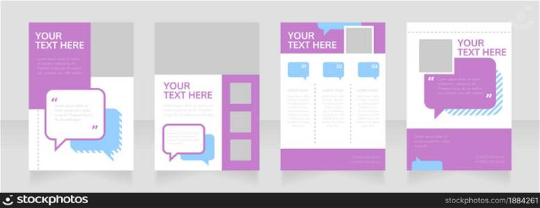 Psychological support blank brochure layout design. Info in speech bubble. Vertical poster template set with empty copy space for text. Premade corporate reports collection. Editable flyer paper pages. Psychological support blank brochure layout design