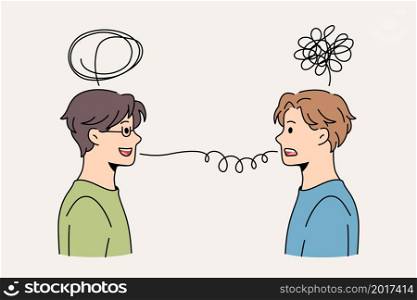 Psychologist and male patient have discussion unravel life problems reel together. Psychiatrist or counselor help man solve troubles at session. Psychology counseling concept. Vector illustration.. Psychologist help patient deal with personal problems