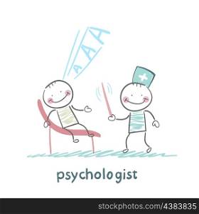 psychologist conducts a stick, and the patient screams