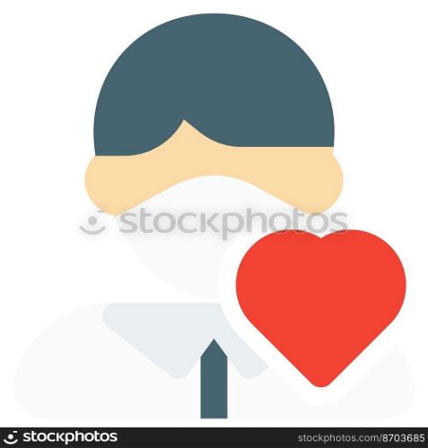 Psychologist in mask with heart symbol